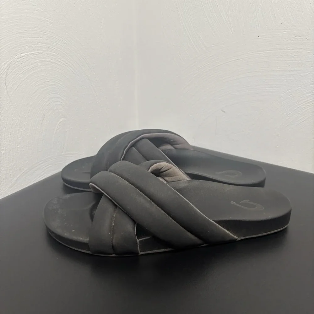 Olukai Women's Hila Black Slide Sandals Slip On Sz 41/11‎